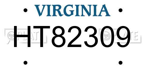 HT82309 Virginia License Plate