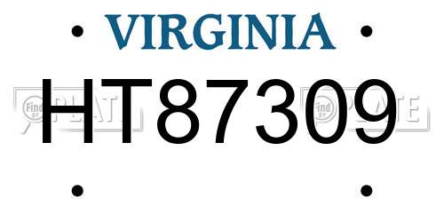 HT87309 Virginia License Plate