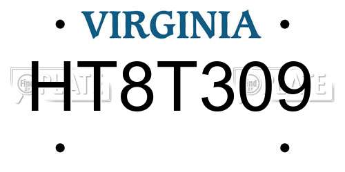HT8T309 Virginia License Plate