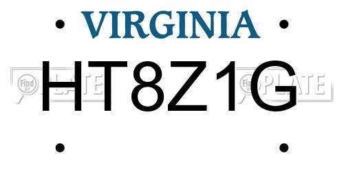 HT8Z1G Virginia License Plate