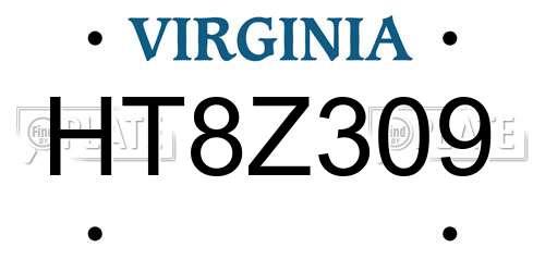 HT8Z309 Virginia License Plate