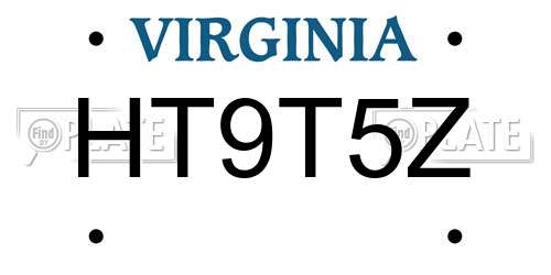 HT9T5Z Virginia License Plate