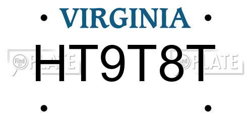 HT9T8T Virginia License Plate