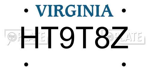 HT9T8Z Virginia License Plate