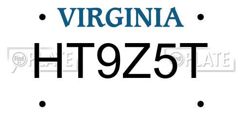 HT9Z5T Virginia License Plate