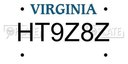 HT9Z8Z Virginia License Plate