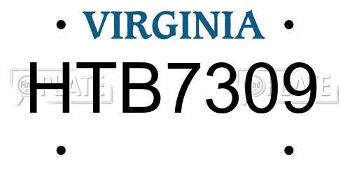 HTB7309 Virginia License Plate