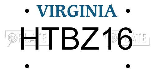 HTBZ16 Virginia License Plate