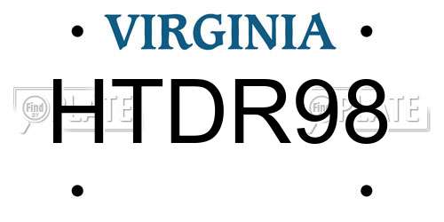 HTDR98 Virginia License Plate