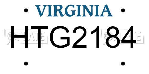 HTG2184 Virginia License Plate