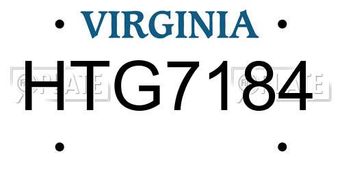 HTG7184 Virginia License Plate