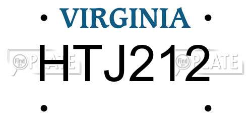 HTJ212 Virginia License Plate