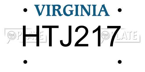 HTJ217 Virginia License Plate