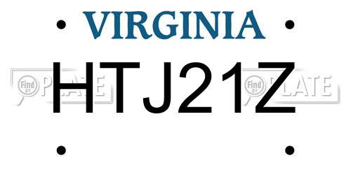 HTJ21Z Virginia License Plate