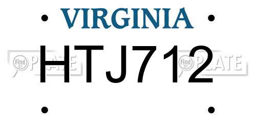 HTJ712 Virginia License Plate