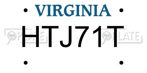HTJ71T Virginia License Plate