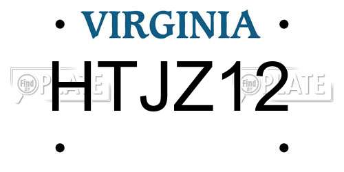 HTJZ12 Virginia License Plate