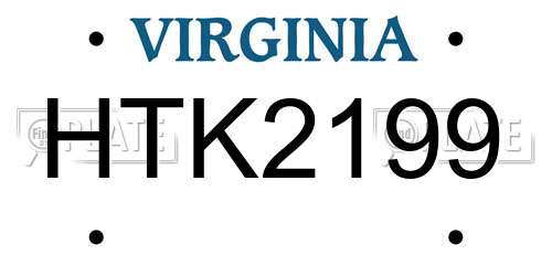 HTK2199 Virginia License Plate