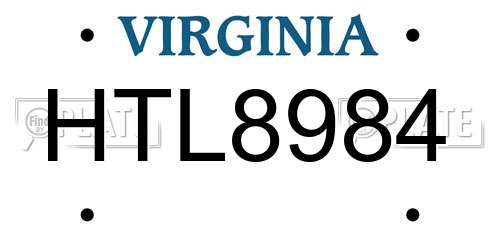 HTL8984 Virginia License Plate
