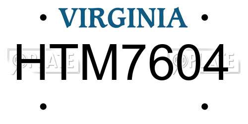 HTM7604 Virginia License Plate