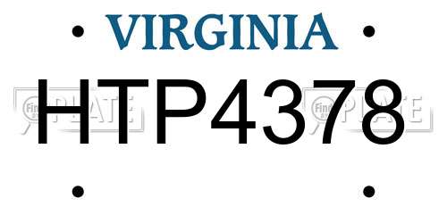 HTP4378 Virginia License Plate