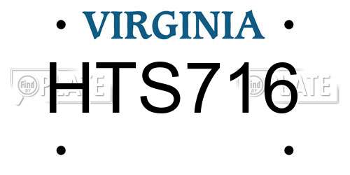 HTS716 Virginia License Plate