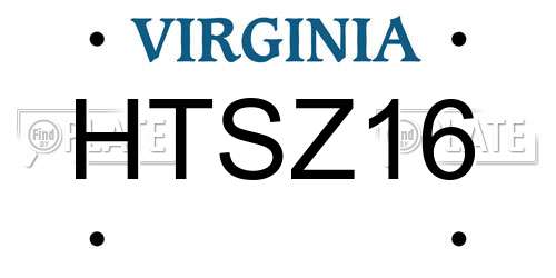 HTSZ16 Virginia License Plate