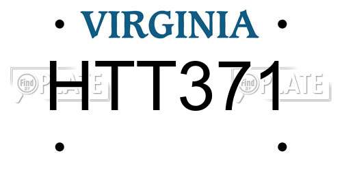 HTT371 Virginia License Plate