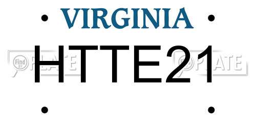 HTTE21 Virginia License Plate