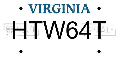 HTW64T Virginia License Plate