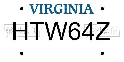 HTW64Z Virginia License Plate