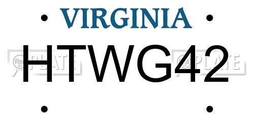 HTWG42 Virginia License Plate