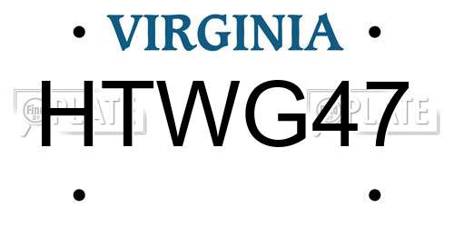 HTWG47 Virginia License Plate