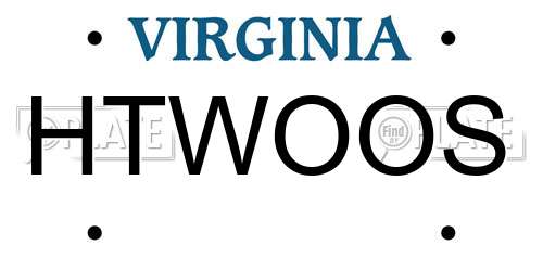 HTWOOS Virginia License Plate