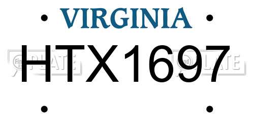 HTX1697 Virginia License Plate