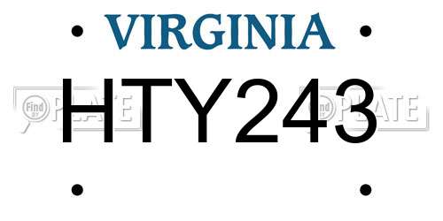 HTY243 Virginia License Plate