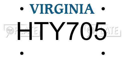 HTY705 Virginia License Plate