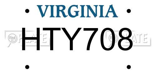 HTY708 Virginia License Plate