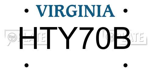 HTY70B Virginia License Plate