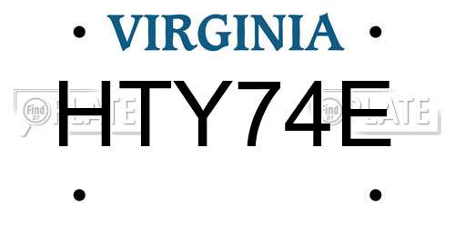 HTY74E Virginia License Plate