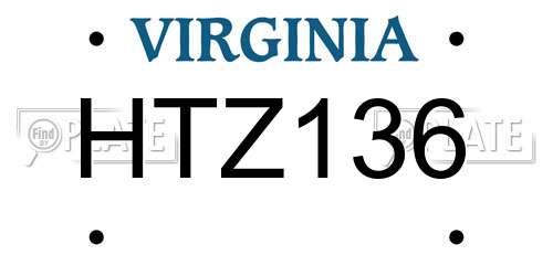 HTZ136 Virginia License Plate