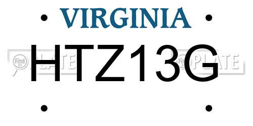 HTZ13G Virginia License Plate