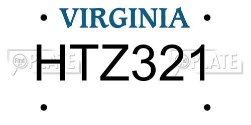 HTZ321 Virginia License Plate