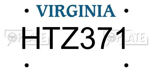 HTZ371 Virginia License Plate