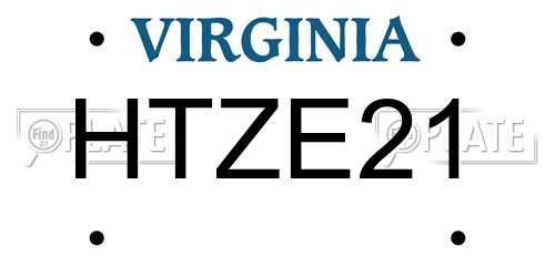 HTZE21 Virginia License Plate
