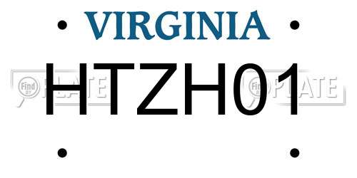 HTZH01 Virginia License Plate