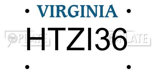 HTZI36 Virginia License Plate