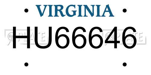 HU66646 Virginia License Plate