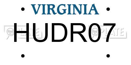 HUDR07 Virginia License Plate