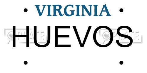 HUEVOS Virginia License Plate